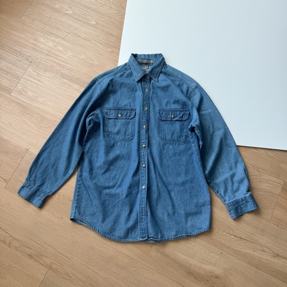 Upper West Side Other - Vintage 90s Denim Shirt Mens Large Blue Long Sleeve Button Down 100% Cotton